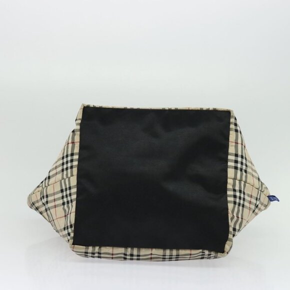 BURBERRY Nova Check Blue Label Tote Bag Nylon Beige Silver Auth - Picture 6 of 15